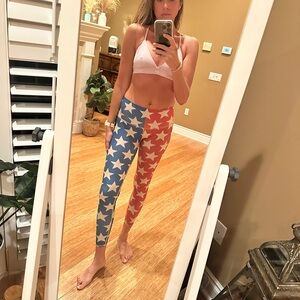 Teeki Red, White, and Blue Star Leggings